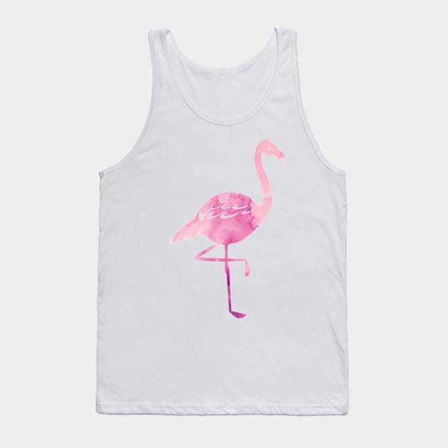 Watercolour Pink Flamingo Pattern Tank Top by tanyadraws